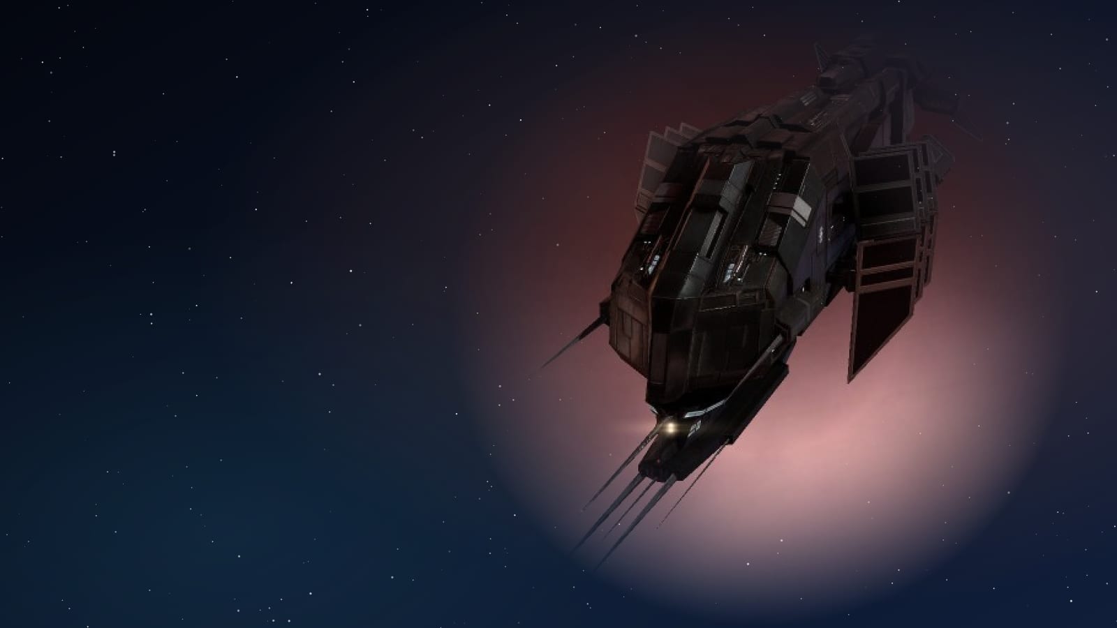 A Sabre interdictor on a dark starfield banner