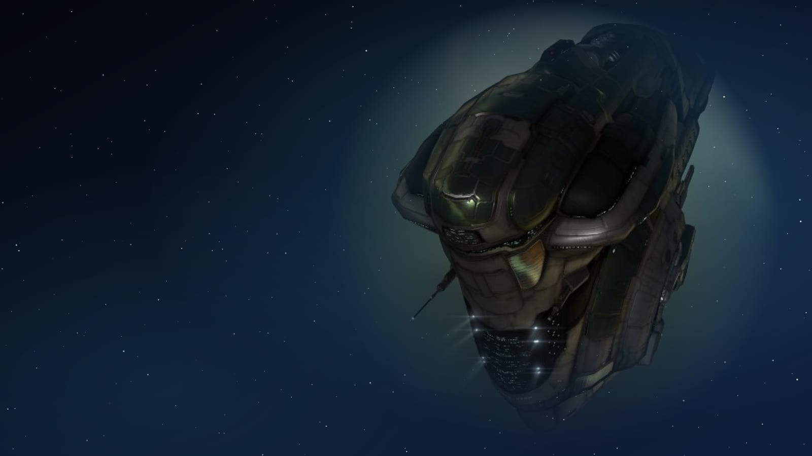 A Sin black ops battleship on a dark starfield banner